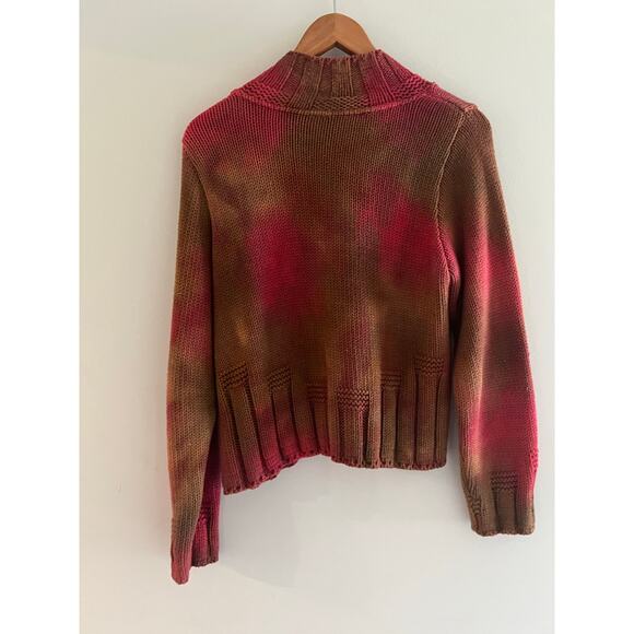 RARE VTG Iwan Ciw Designer Knit Sweater Brown & Red Cotton Made In USA Med JL - Picture 5 of 8